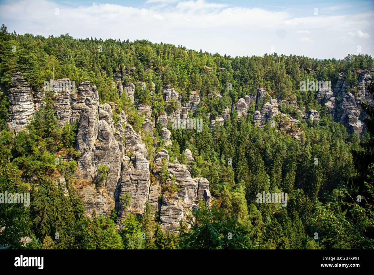 Die Wehlsteinansicht in Lohmen im Elbsandsteingebirge, Sächsischen Schweiz Stockfoto