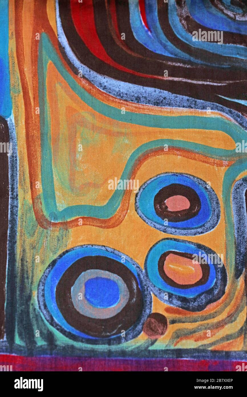 Bunte Textilien Makrohintergrund hochwertige moderne Kunst Stockfoto