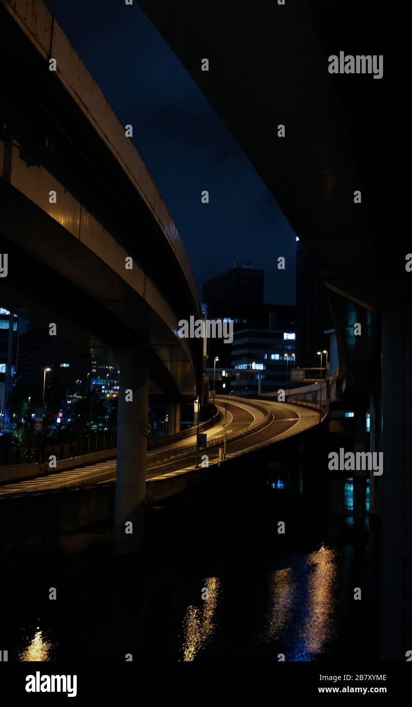 Leerer Chiyoda Highway, Tokio Japan Stockfoto