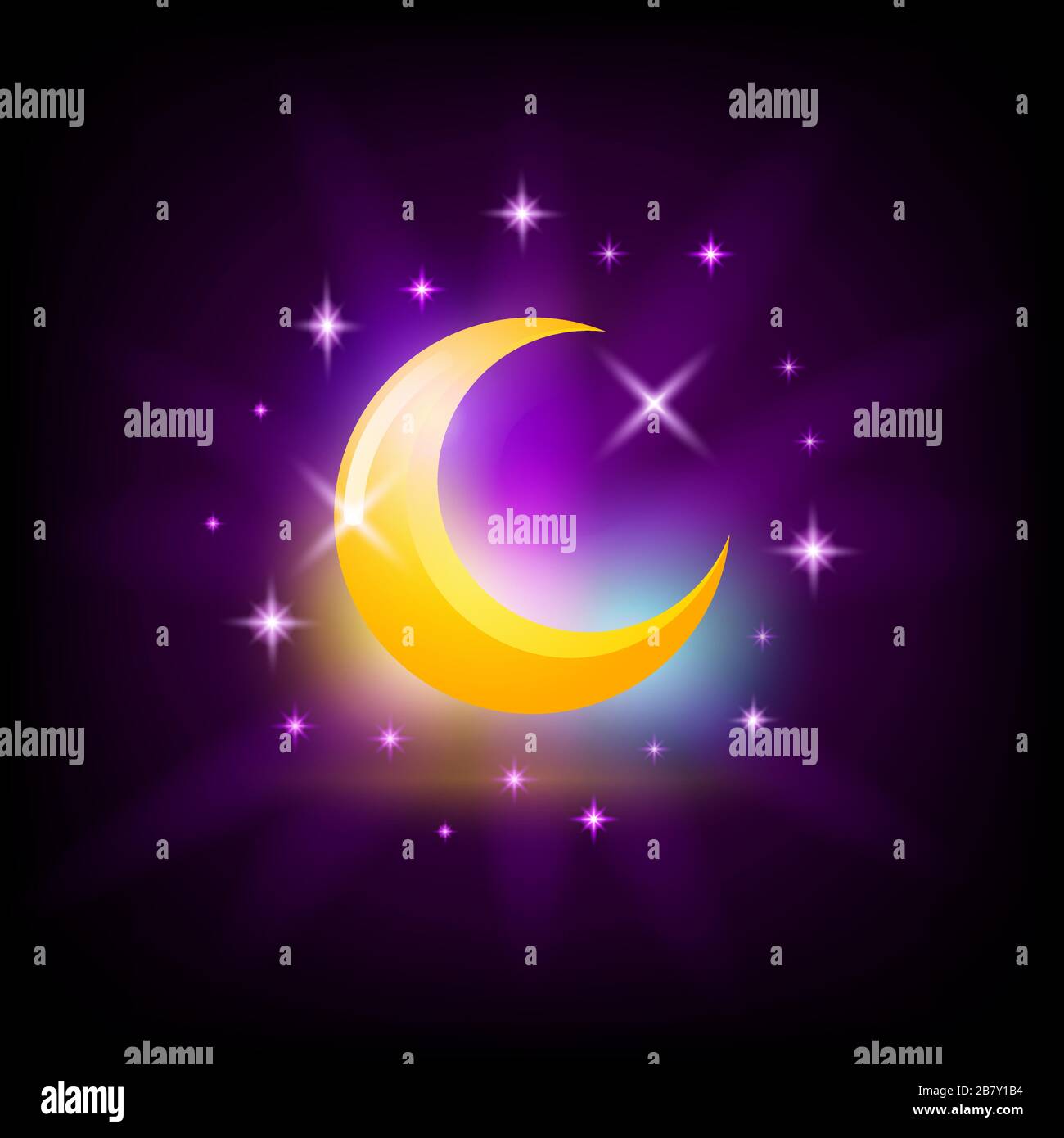 Symbol für Nachthalbmond, Symbol für Halbmond für Bildschirm mit Schlitzmaschine Stock Vektor