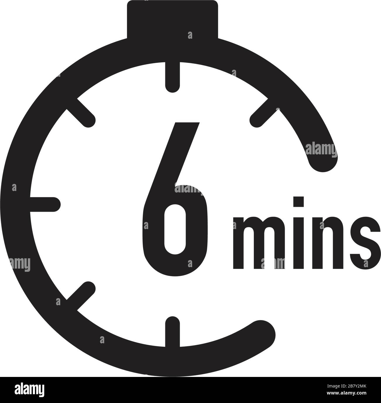 6 Minuten Timer, Stoppuhr oder Countdown-Symbol. Zeitmessung.  Chronometr-Symbol. Darstellung des Stock-Vektors auf weißem Hintergrund  isoliert Stock-Vektorgrafik - Alamy