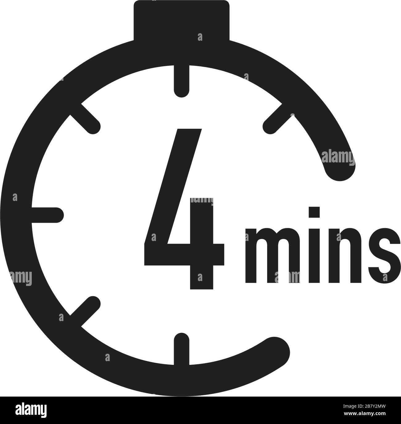 4 Minuten Timer, Stoppuhr oder Countdown-Symbol. Zeitmessung.  Chronometr-Symbol. Darstellung des Stock-Vektors auf weißem Hintergrund  isoliert Stock-Vektorgrafik - Alamy