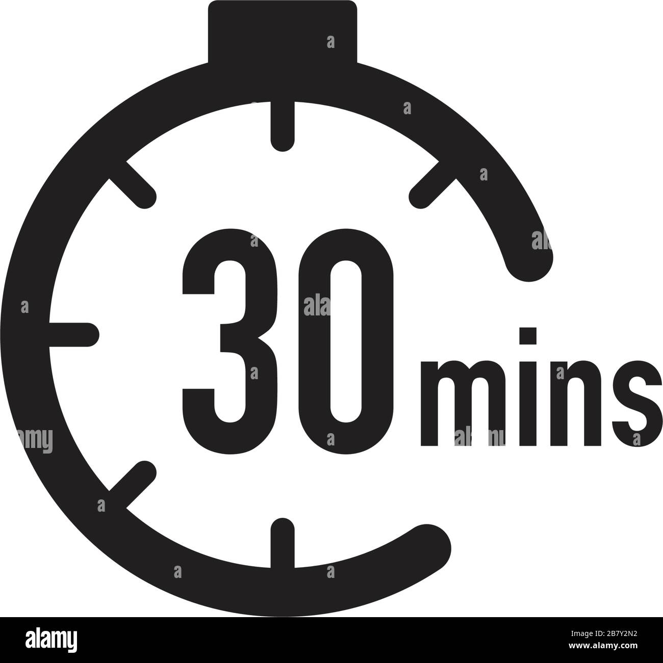30 Minuten Timer, Stoppuhr oder CountdownSymbol. Zeitmessung