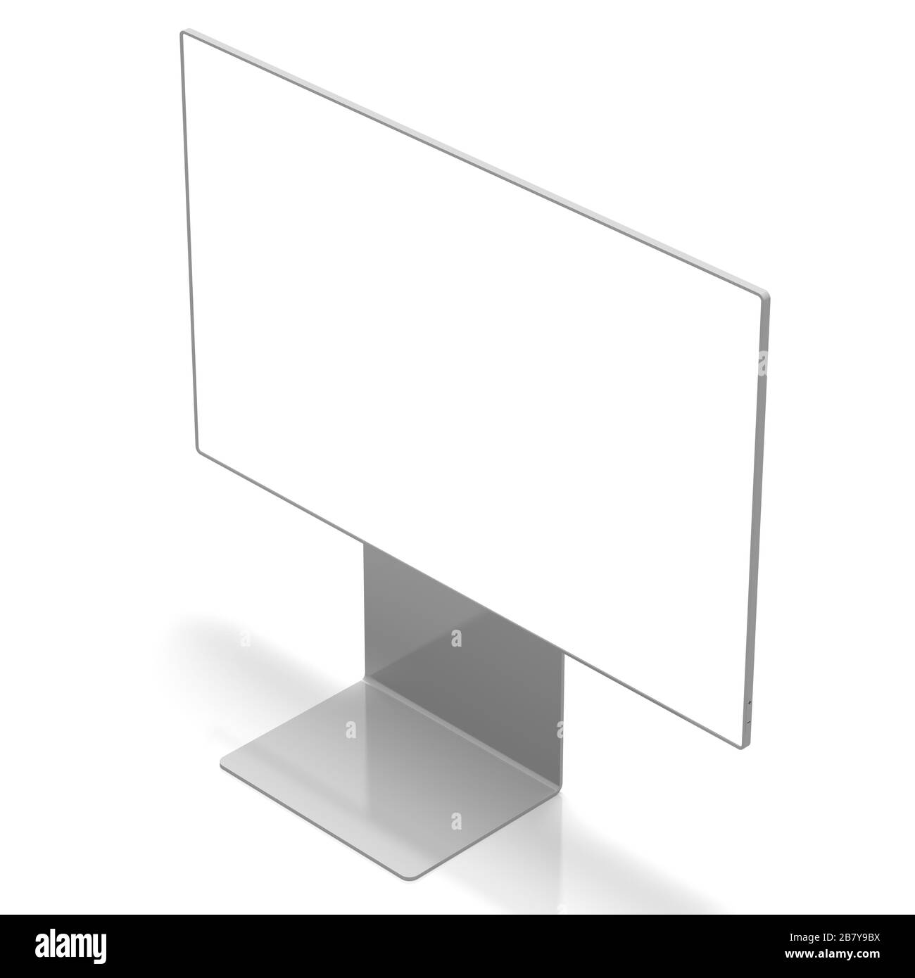 3D-Monitor ohne Brandung mit leerem Bildschirm auf weißem Hintergrund - ideal als Vorlage Stockfoto