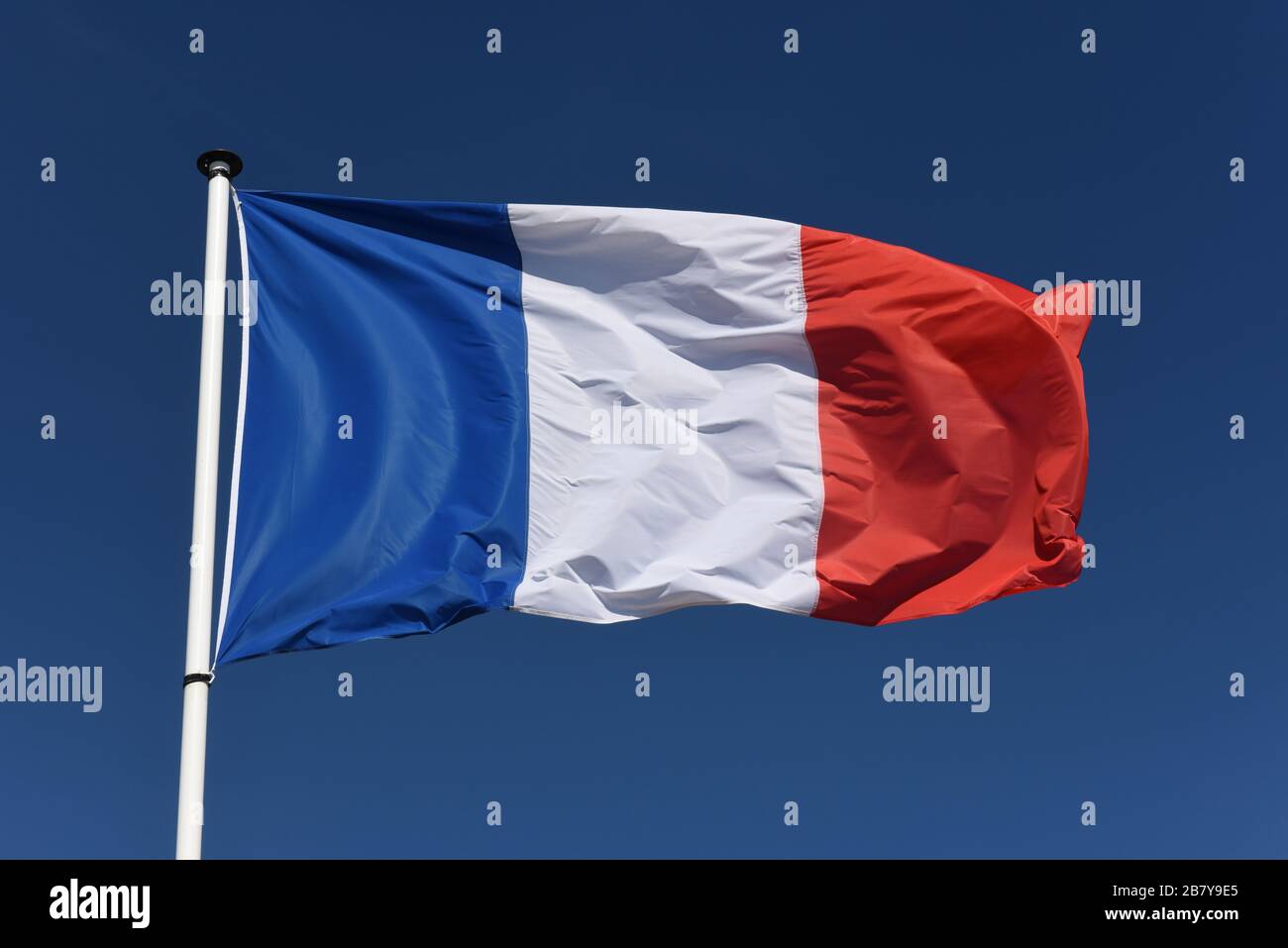 Die französische dreifarbige Flagge Stockfoto
