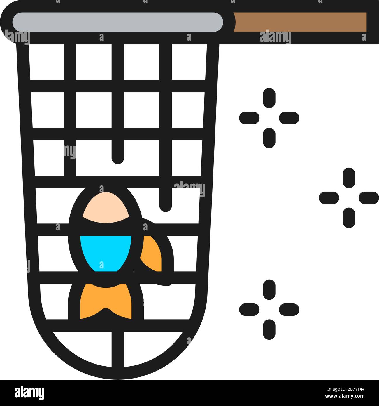 Vector Fishing net - Symbol für flache Farblinien. Stock Vektor