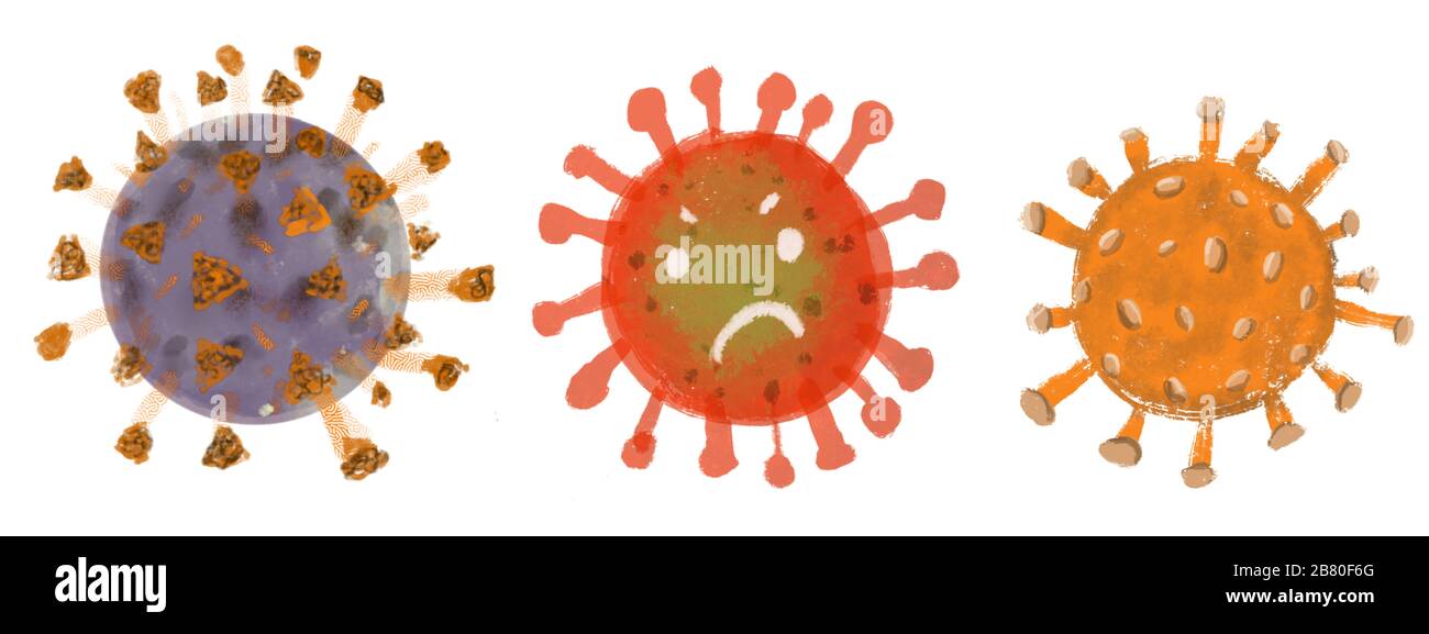 Coronavirus Mikroskopviren Bakterium Collection Set . Ungesunde Gefahrenbakterien In Unterschiedlicher Form. Bakterium Des Wissenschaftlichen Biologischen Labors Stockfoto