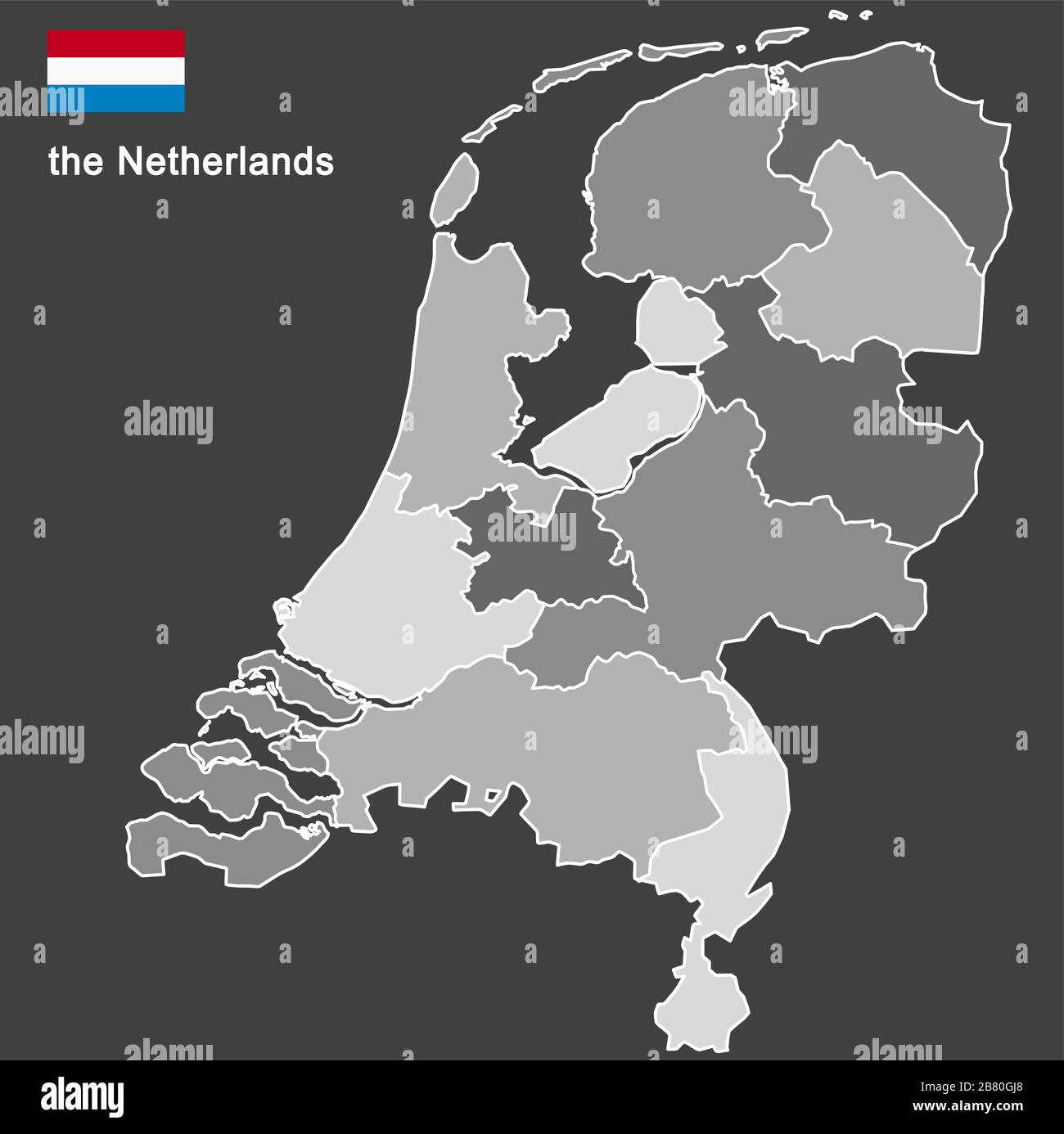 Silhouette der niederlande und der Regionen Stock Vektor