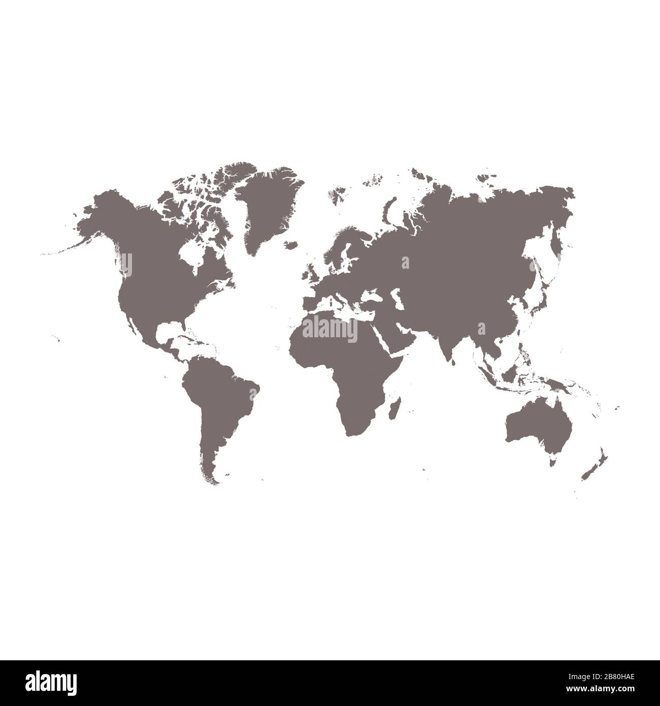 Weltkarten-Vektor isoliert auf weißem Hintergrund. Flat Earth grau ähnliche Vorlage für Website-Muster, Cover, anualen Bericht, Infografiken. Weltkartensymbol für den Globus. Silhouettenkulisse für Reisen. Stock Vektor