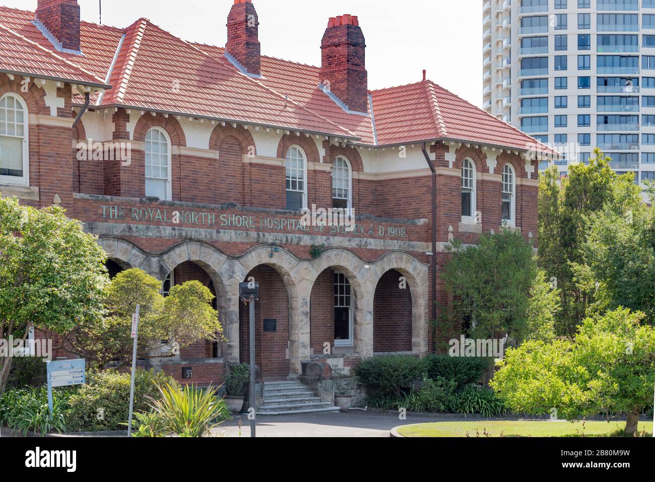 Das Vanderfield Building, Teil des 1902 erbauten Krankenhauses mit 48 Betten am Royal North Shore Hospital in St Leonards, Sydney, New South Wales, Australien Stockfoto