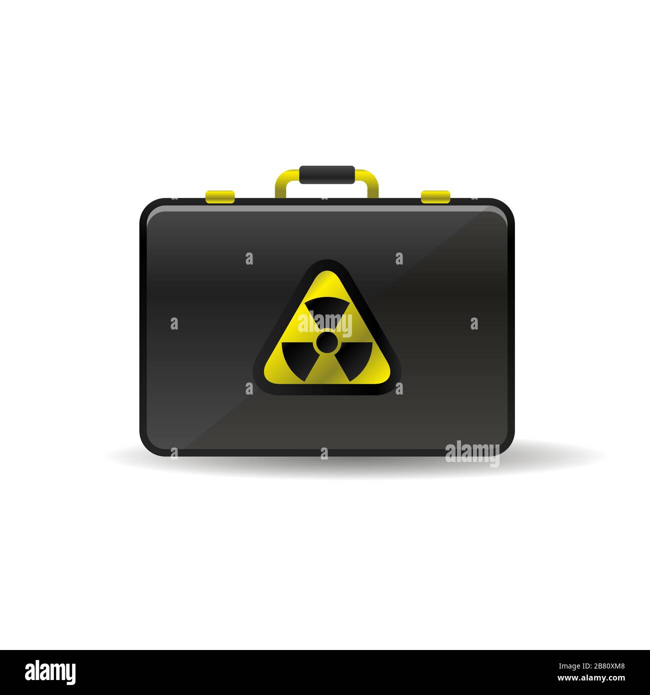 Koffer mit radioaktivem Emblem Gefahrensymbol schwarz gelb Stock Vektor