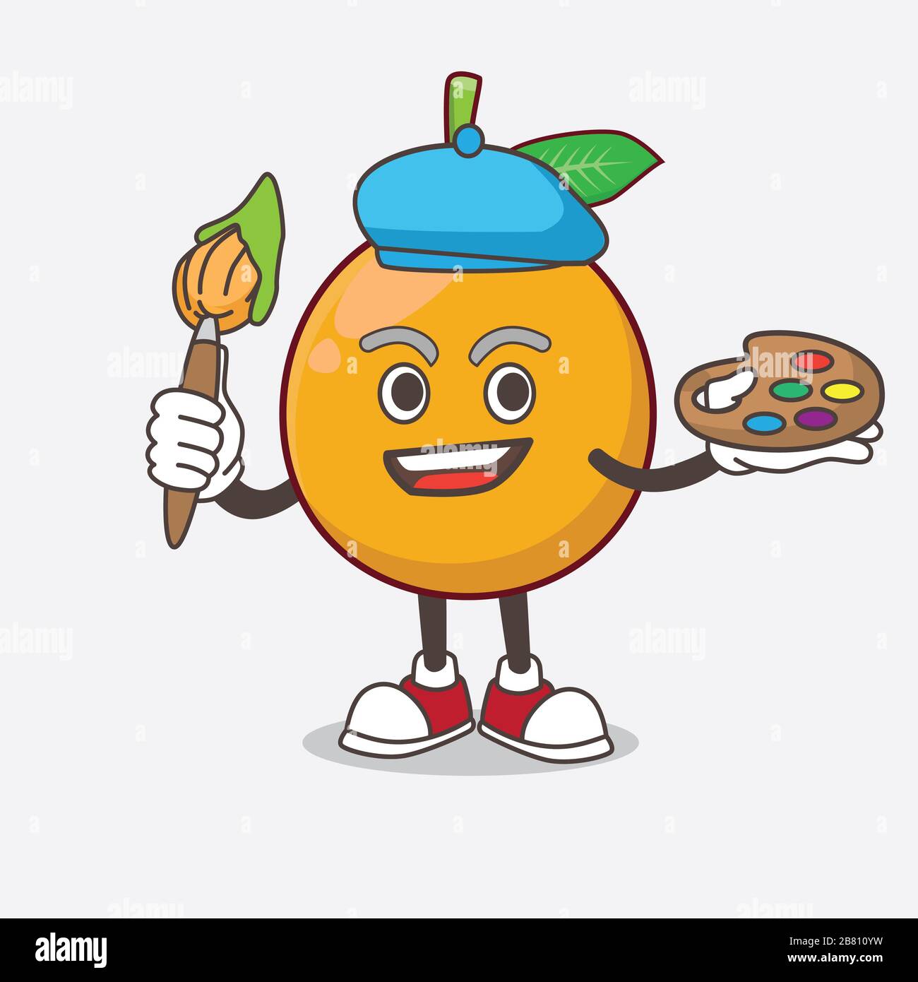 Ein Bild des afrikanischen Mangosteen Cartoon-Maskottchen-Maler-Stils mit Kunstbürste Stockfoto