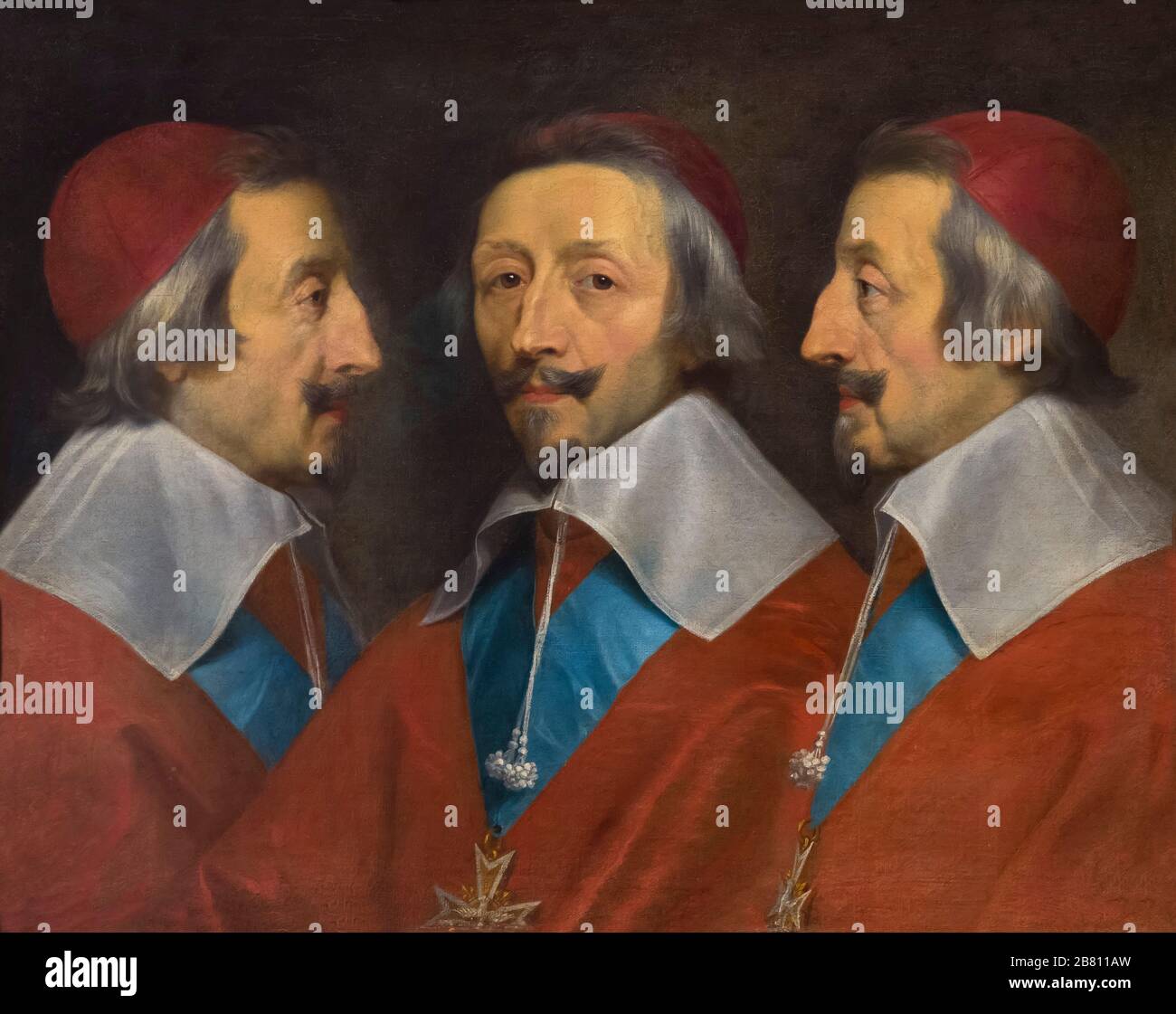 Dreifaches Porträt von Kardinal de Richelieu, Philippe de Champaigne, ca. 1642, Stockfoto