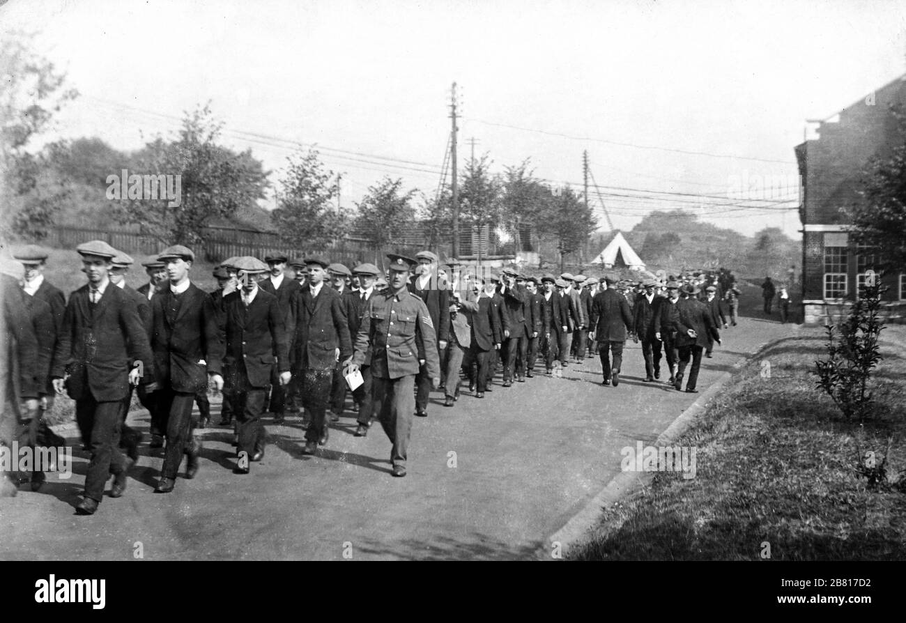 York & lancasters ww1 Kitchners Army 1914 Freiwillige Pals Stockfoto