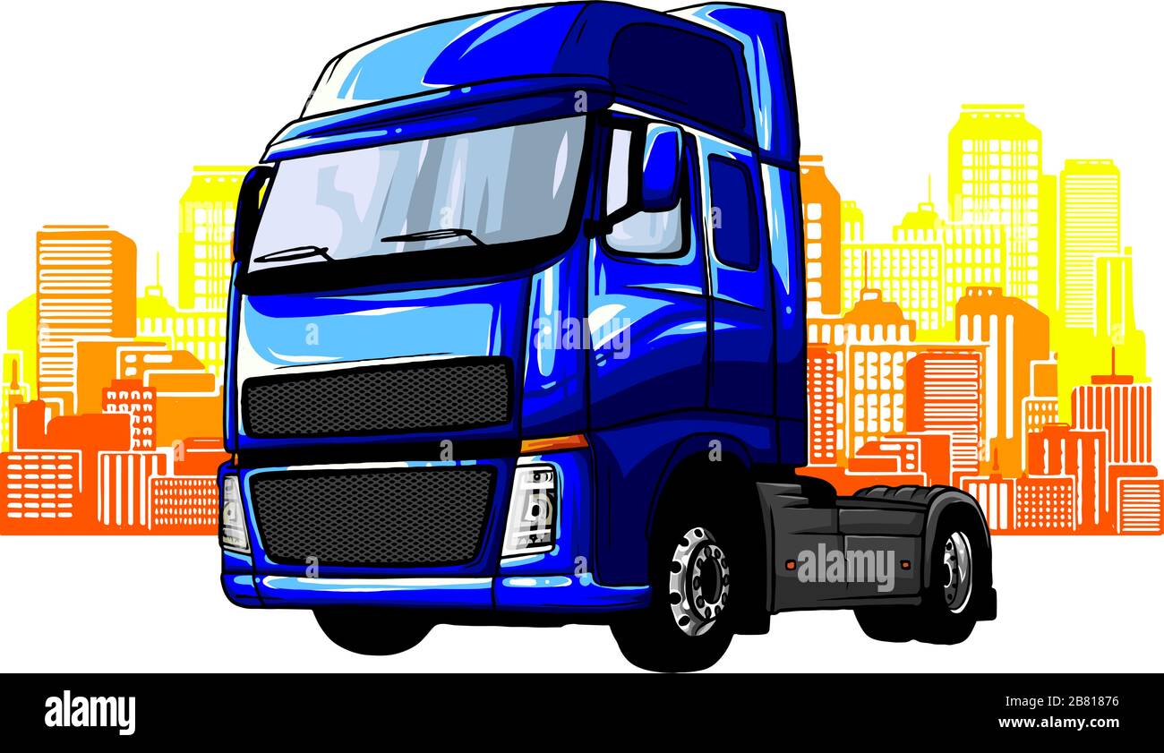 Modernes Flat Urban Vector Illustration Logo - Tankwagen Stock Vektor