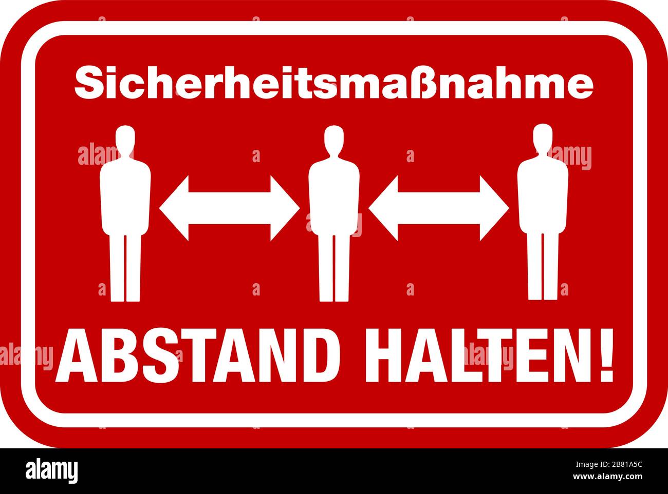 Schild mit Text Sicherheitssicherheitsinweis ABSTAND HALTEN, Deutsch aus Sicherheitsgründen Abstand halten, Corona-Virus pandemic Vorsichtsvektorabbildung Stock Vektor