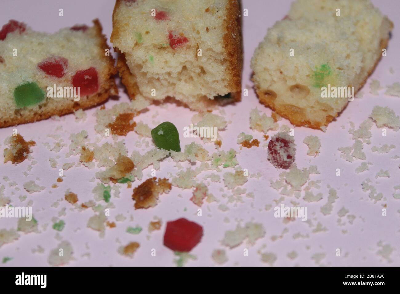 Essen. Obstkuchen. Kekse. Kuchen. Zuckerhaltige Lebensmittel. Backwaren. Stockfoto