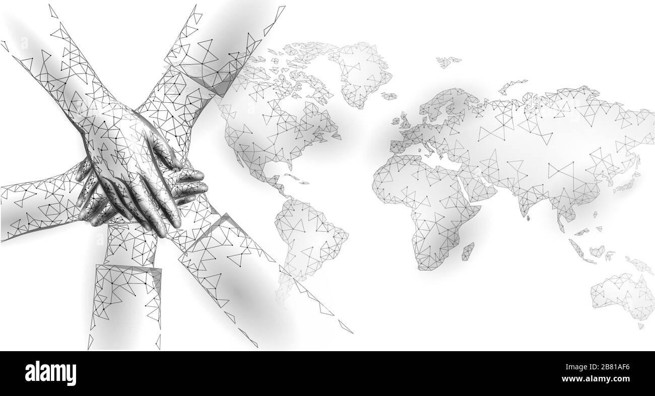 Business Concept der globalen Einheit der Welt. Gemeinsam gegen das Problem. Teamarbeit internationale Lösung menschlicher Schutz. Multikulturelle Organisation weltweit Stock Vektor