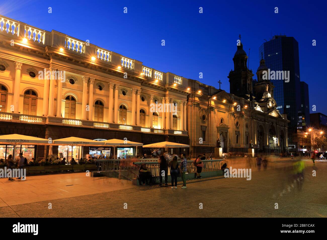 Blick auf die Plaza de Armas, die Metropolitan Region, Santiago City und Chile Stockfoto