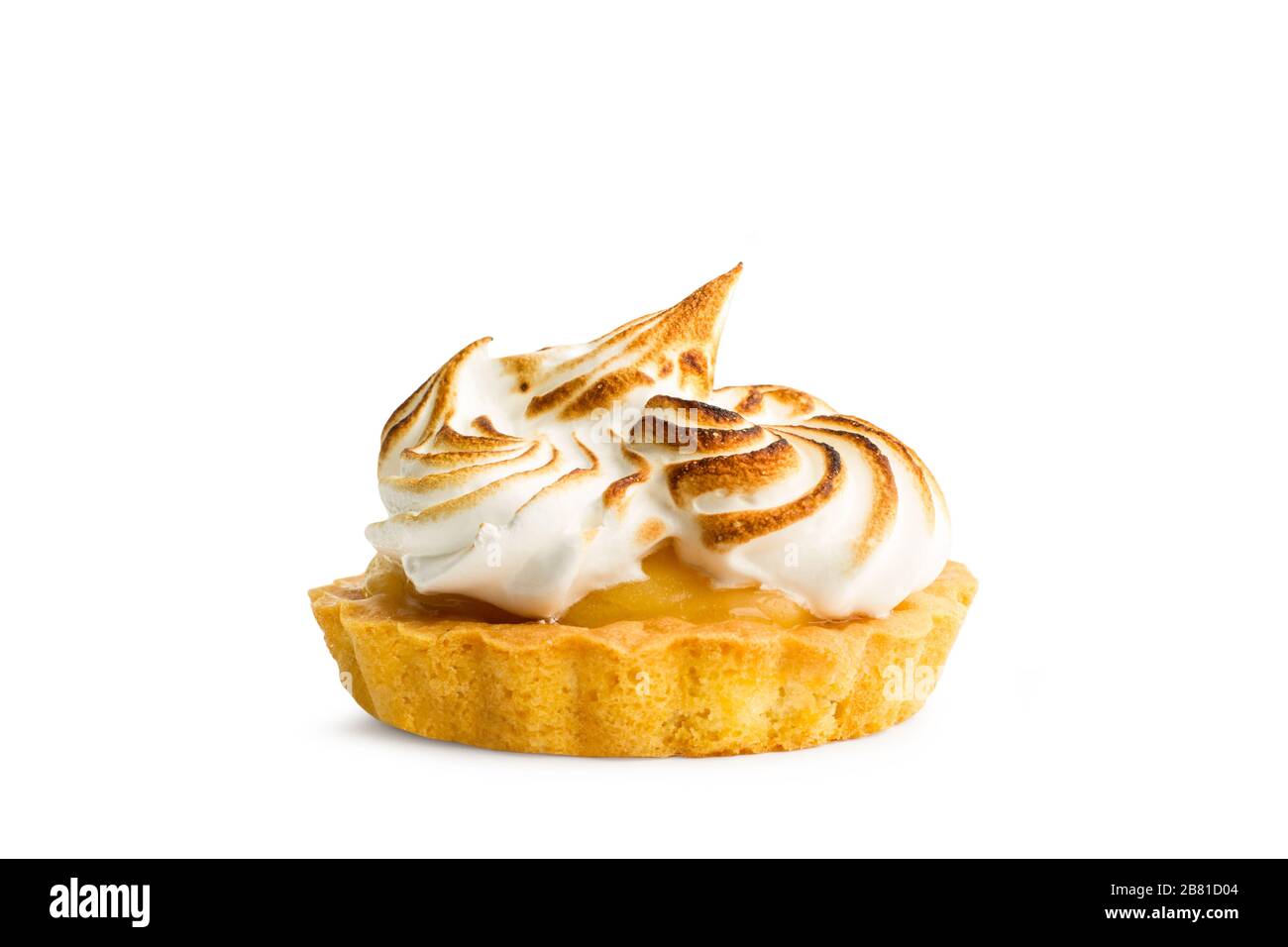 Eine kleine Zitronenkuchen auf weißem Hintergrund Stockfoto
