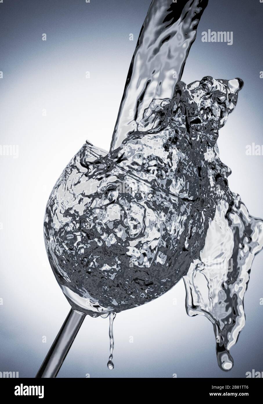 Wasser in ein Glas Wein und Spritzer Goss Stockfoto