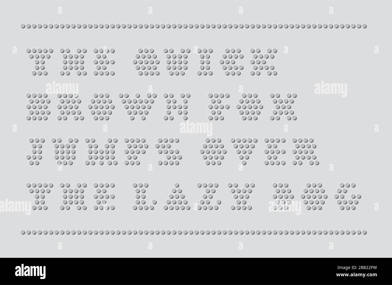 Zeichensatz für die Schriftart "Embosed Dots" Stock Vektor