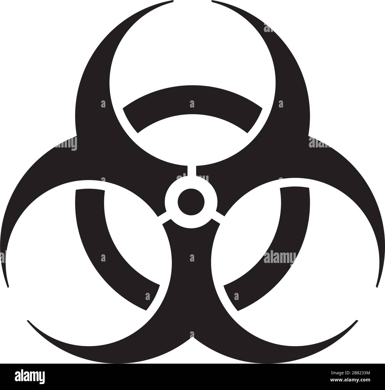 Schild mit biologischer Gefährdung (Warnschild Gefahr), Symbol für Pandemie-Expansion. Das Emblem der Erregerinfektion und der Ausbreitung der Krankheiten. Stock Vektor