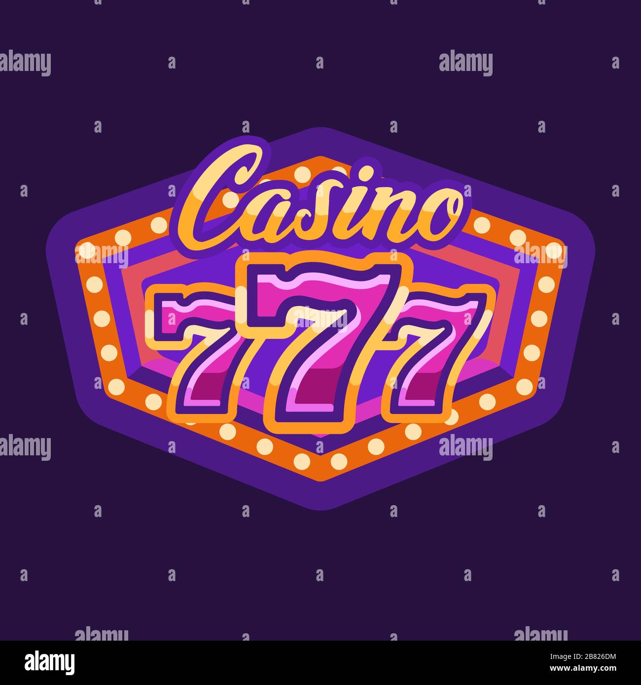 Casino 777 lila Retro-Festzelt mit flacher Illustration Stock Vektor