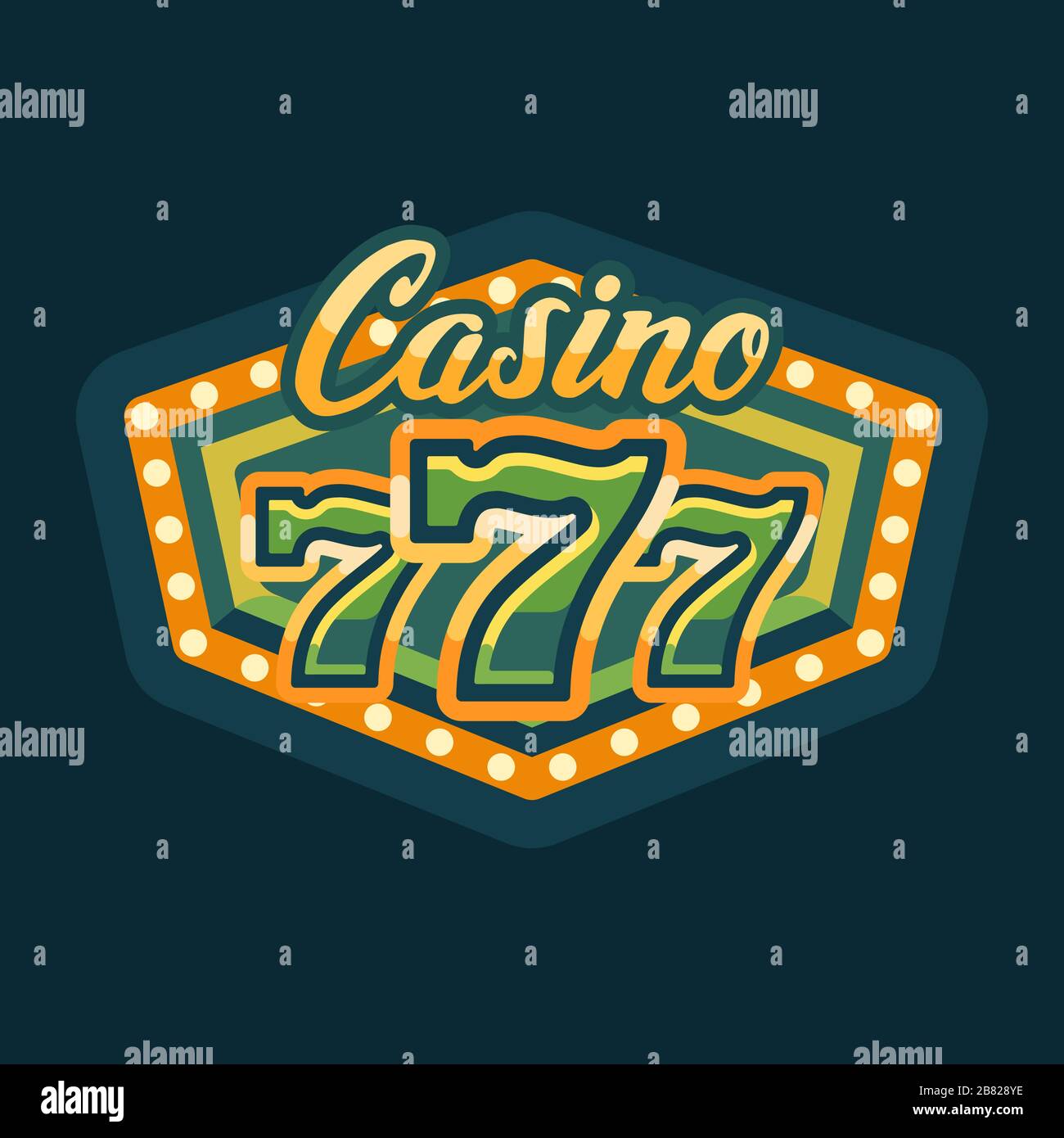 Casino 777 grün Retro-Festzelt mit flacher Illustration Stock Vektor