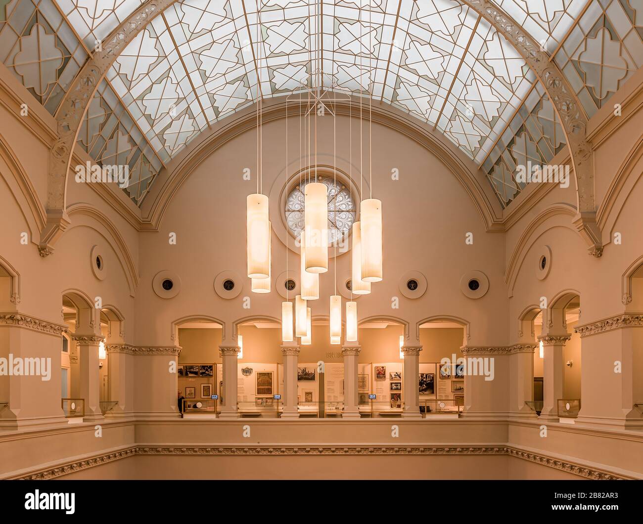 Dekoriertes Interieur des Belgischen Museums der Nationalbank über die Geschichte der Währung Stockfoto