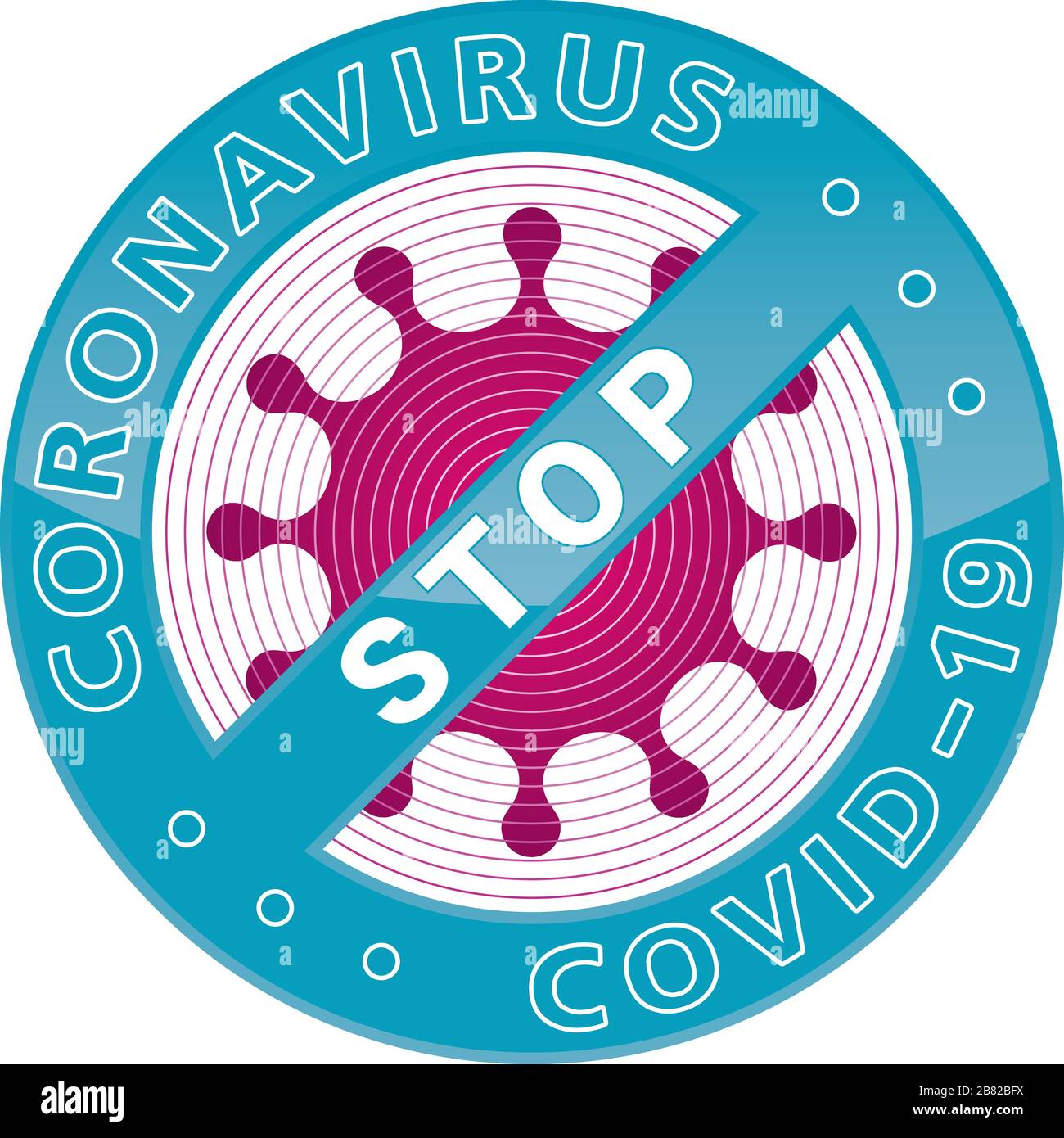 Coronavirus COVID-19-STOPPSCHILD. Symbol für Stoppirus-Vektor. Stock Vektor