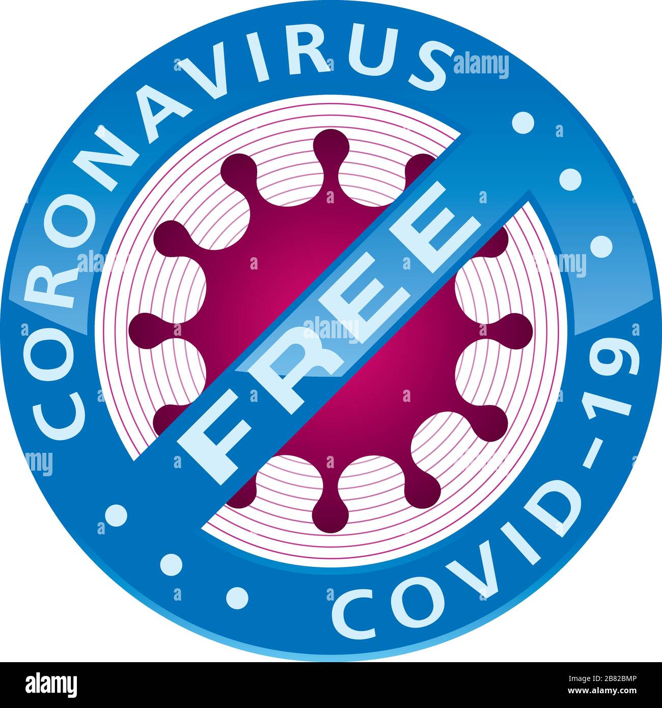 Coronavirus COVID-19-GRATIS-ABZEICHEN. Symbol für virusfreien Vektor. Stock Vektor