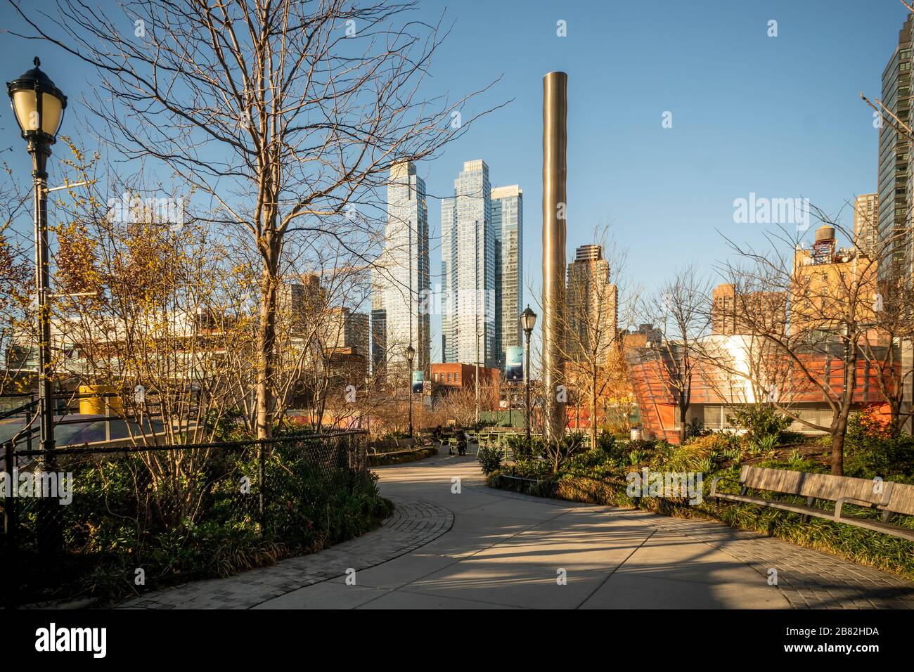 Entwicklung auf der Westseite Manhattans in New York, gesehen vom Bella Abzug Park am Freitag, 13. März 2020. (© Richard B. Levine) Stockfoto