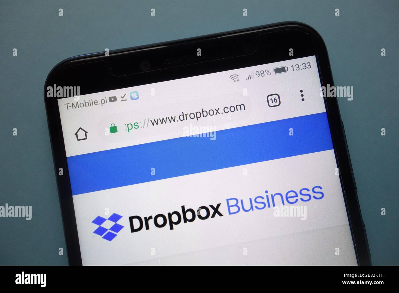 Dropbox-Website auf dem Smartphone Stockfoto