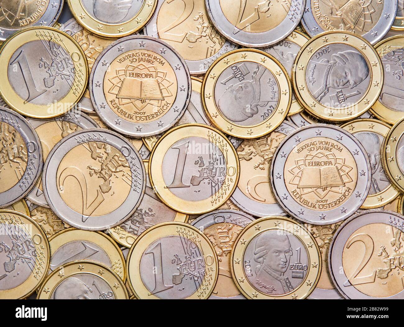 Europäische 1-Euro-Münzen, Österreich Stockfoto