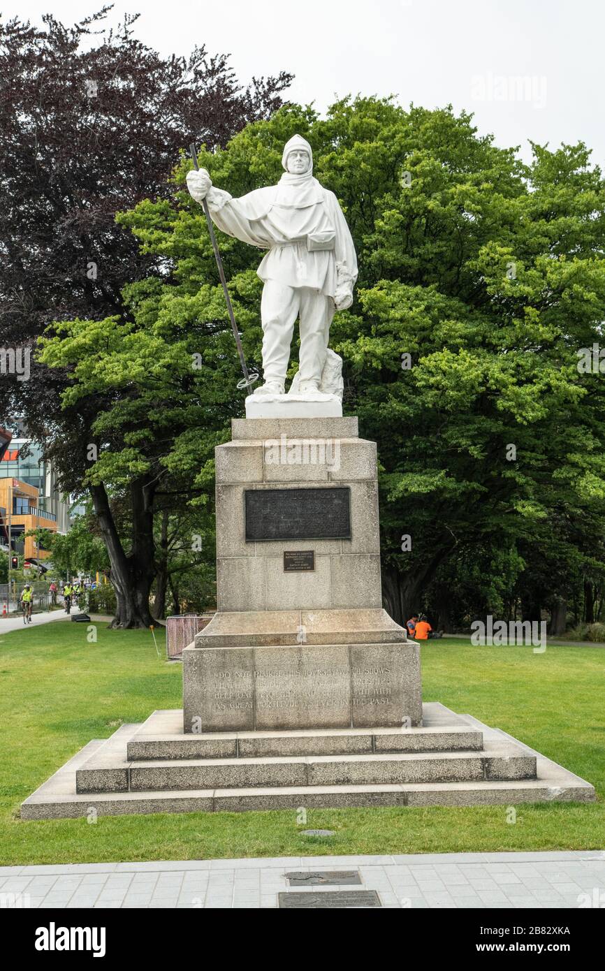 Statue von Robert Falcon Scott von Kathleen Scott, Christchurch, Südinsel Neuseeland Stockfoto