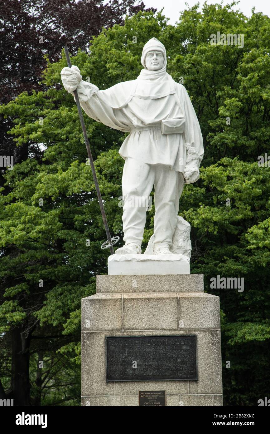 Statue von Robert Falcon Scott von Kathleen Scott, Christchurch, Südinsel Neuseeland Stockfoto