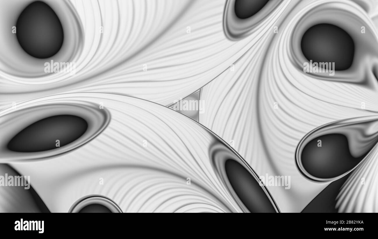 Modernes Design, computergenerierter abstrakter Hintergrund, Schwarzweiß, Rendering Stockfoto