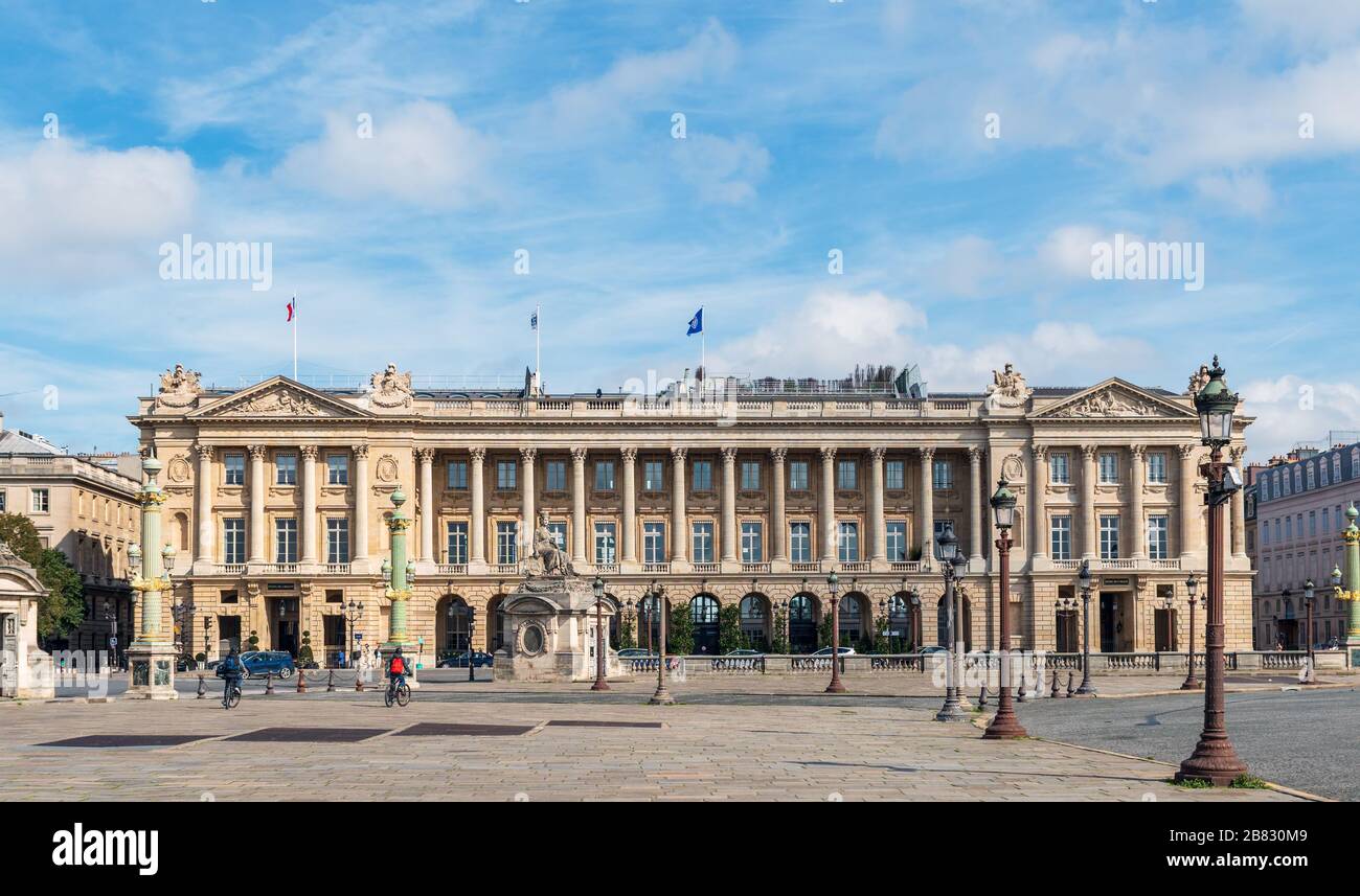 Hotel de Crillon an der Place de la Concorde - Paris, Frankreich Stockfoto