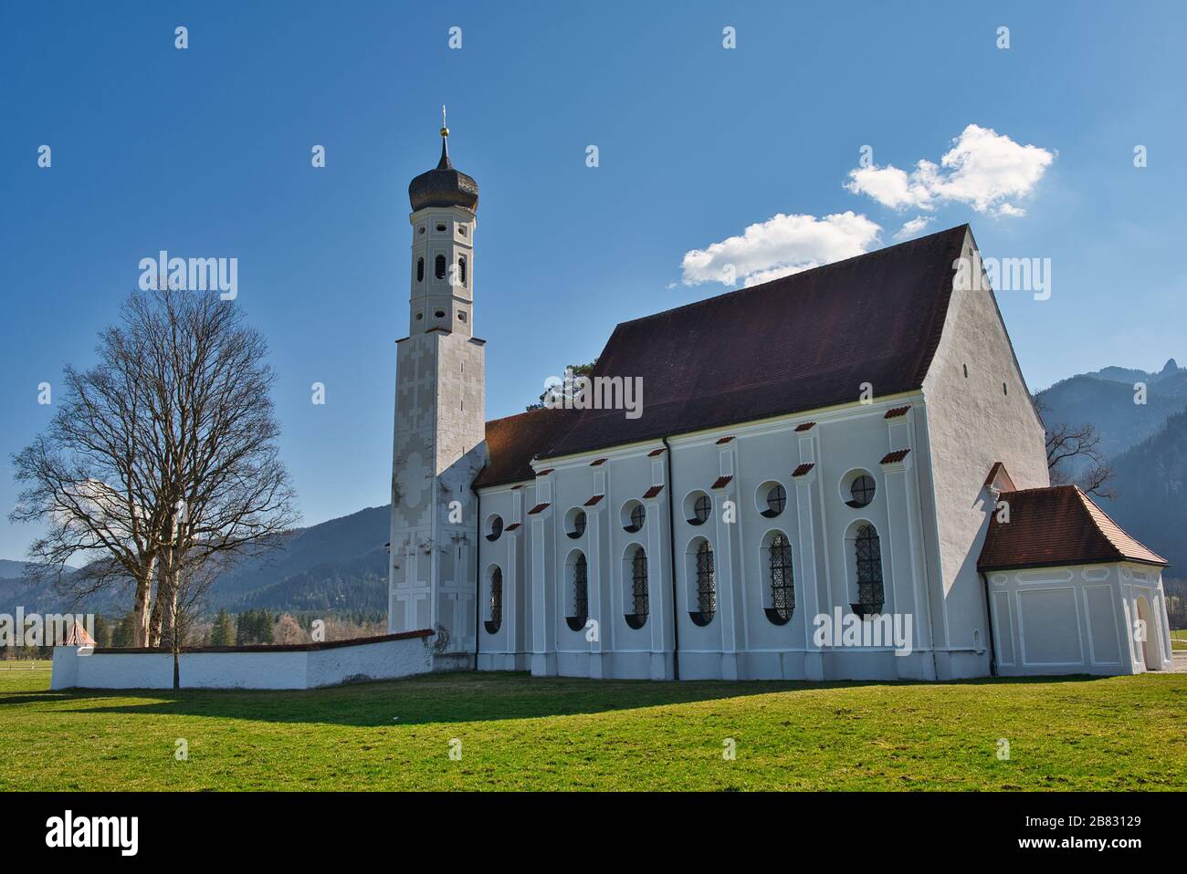 St. Coloman, Kirche, Kirche, Bayern, Bayern, Bayern, Allgäuer, Allgaeu, Katholiken, Berge, Berge, Stockfoto