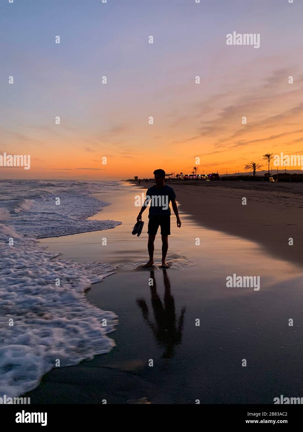 Sonnenuntergang in Barcelona Stockfoto