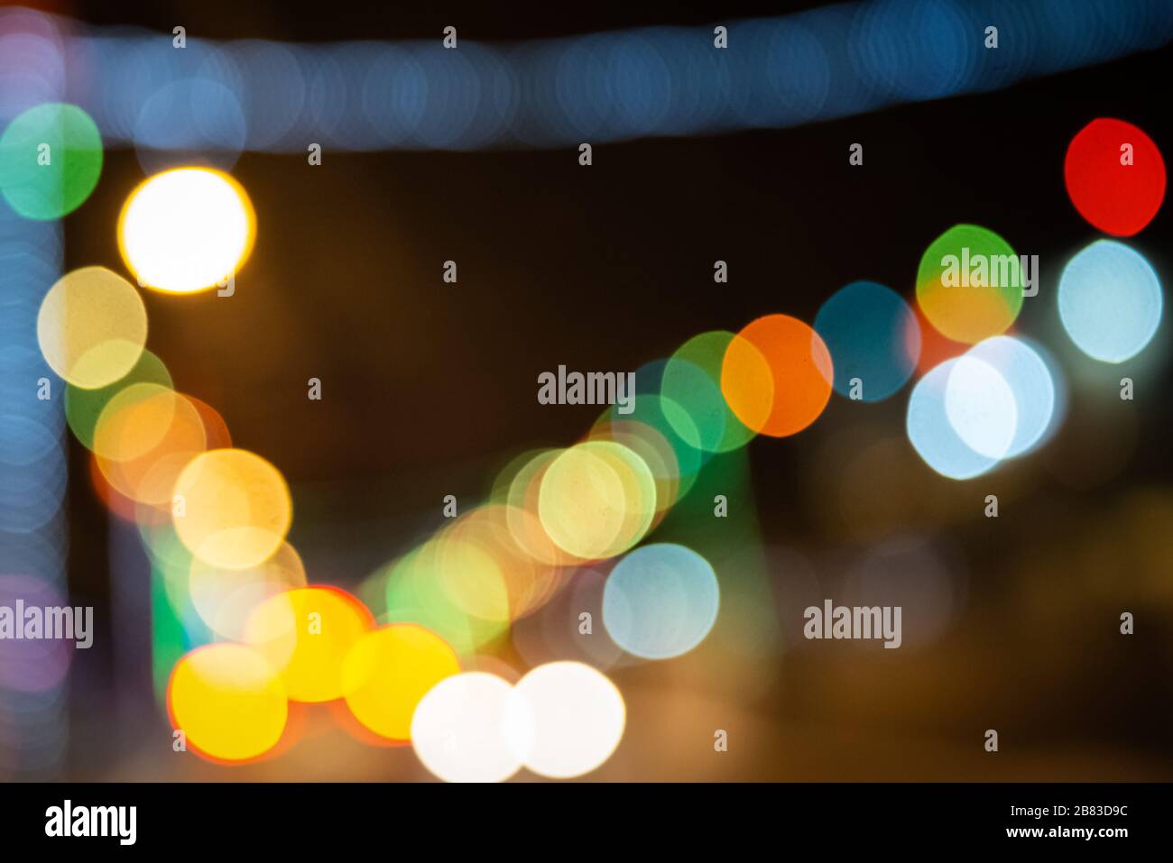 Farbe bokeh große Kreise von Licht verstreut Festatmosphäre Stockfoto