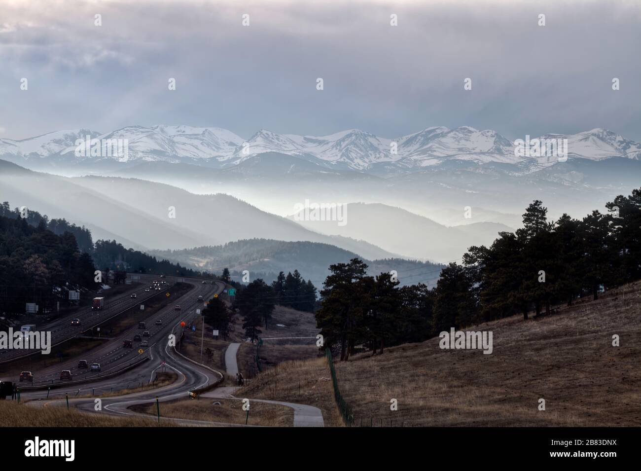 Blick vom Buffalo auf den Genesee Park Colorado Stockfoto