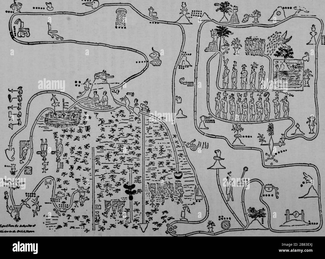 Karte mit den verschiedenen Orten im Buch Mormon, während Reisen durch das Land Nephi, heutiges Lateinamerika, im Jahre 1888. Kostenloses Internetarchiv. () Stockfoto