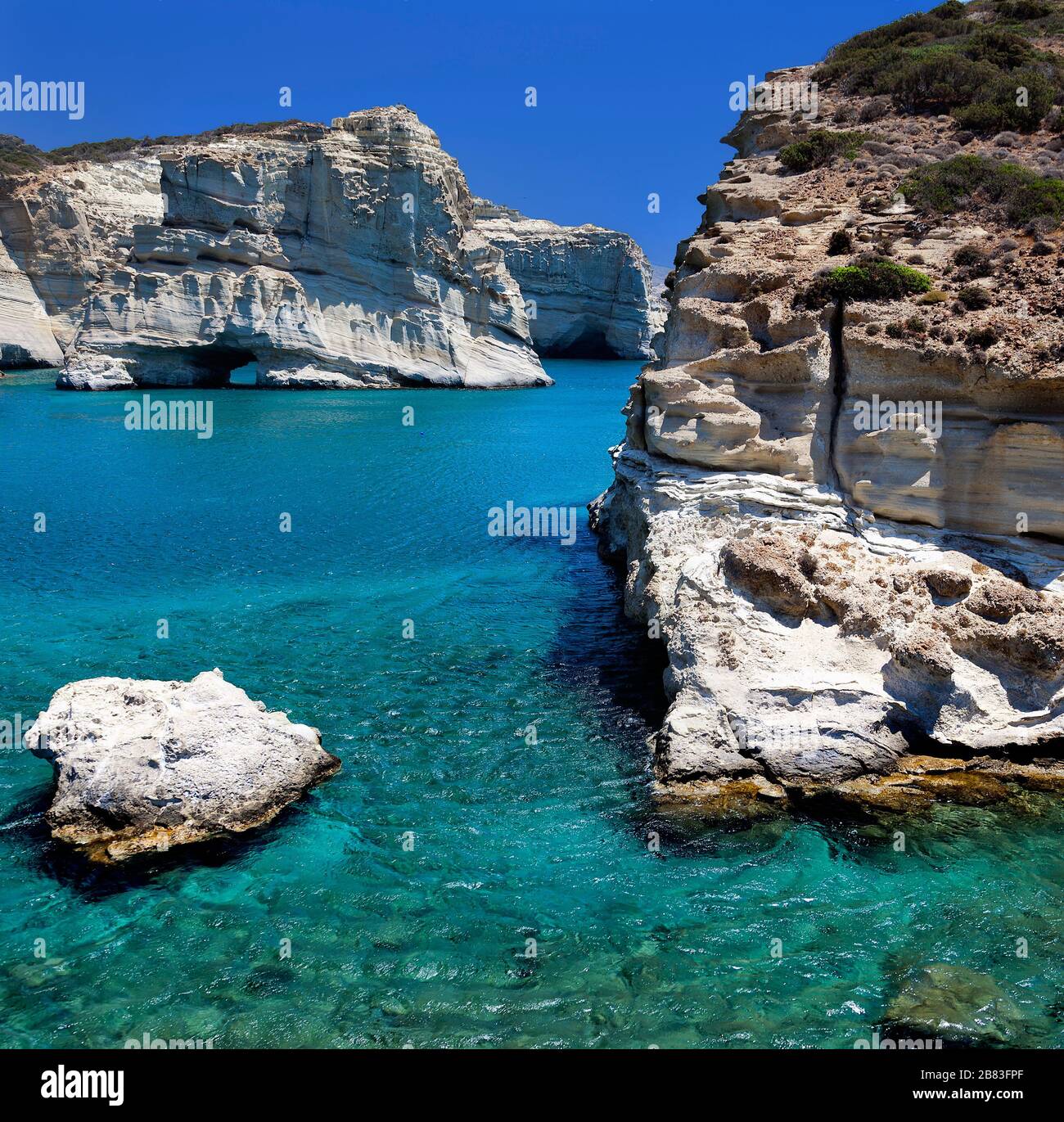 Kleftiko Höhlen. Insel Milos. Kykladen Griechenland. Stockfoto