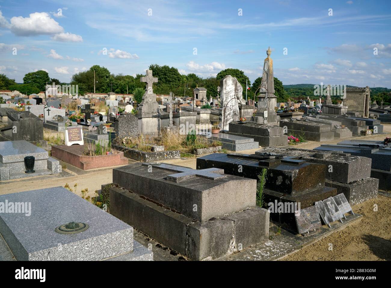 Der Friedhof von Auvers-sur-Oise, auf dem Vincent Van Gogh begraben wurde. Auvers-sur-Oise.France Stockfoto