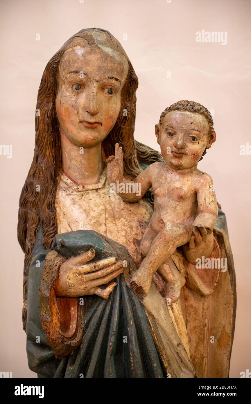Madonna mit Jesuskind. Zweite Hälfte des 15. Jahrhunderts. Stadtgalerie Bratislava. Stockfoto