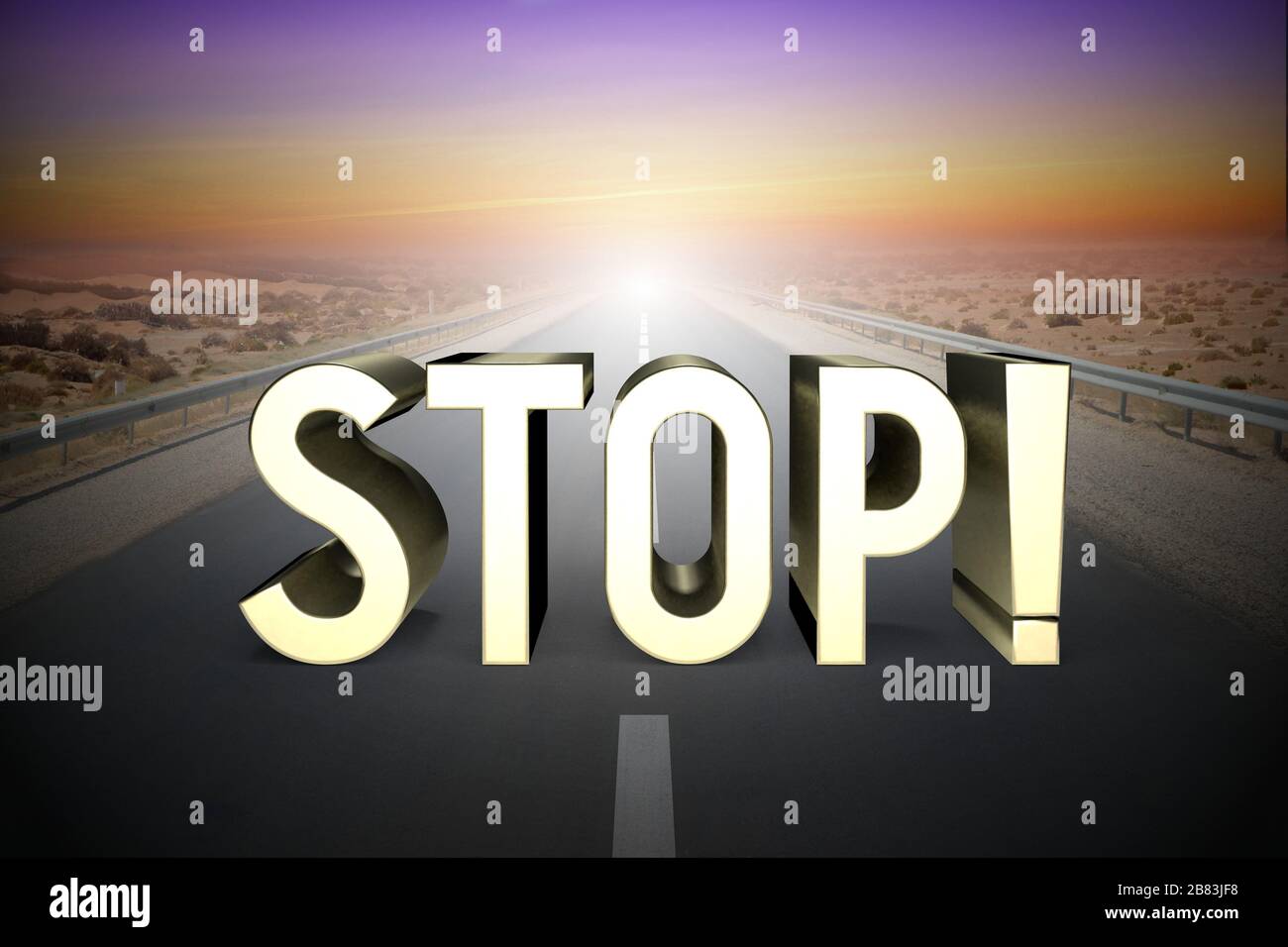 Halt! - Konzept, Straße - 3D-Rendering Stockfoto