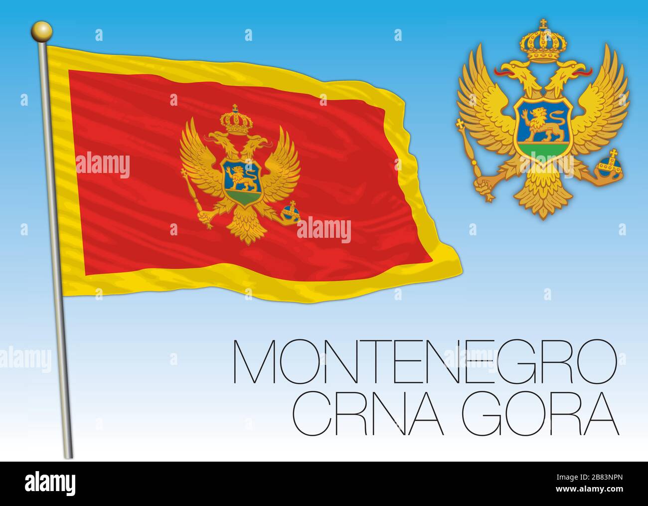 Montenegro offizielle Nationalflaggen, Europa, Vektorgrafiken Stock Vektor