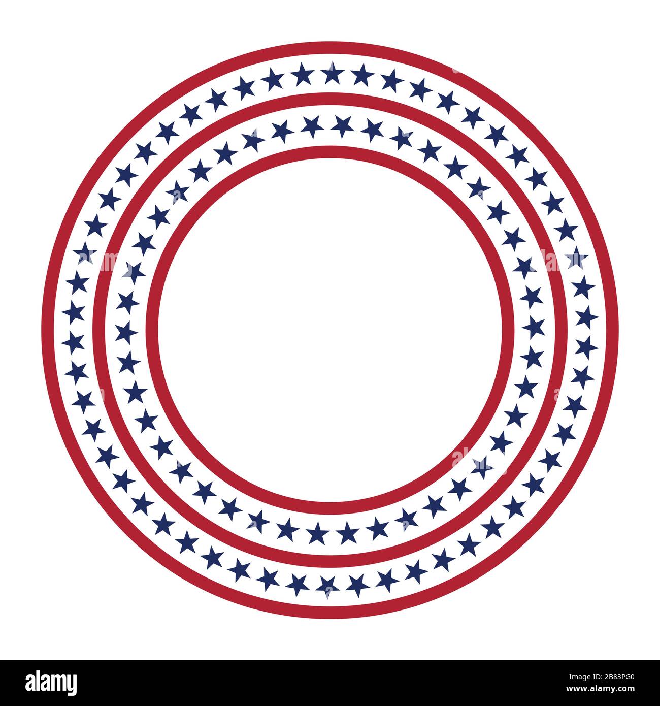 USA star Vector pattern runden Rahmen. Amerikanischen patriotischen Kreis Grenze mit Sternen und Streifen Muster. Stock Vektor